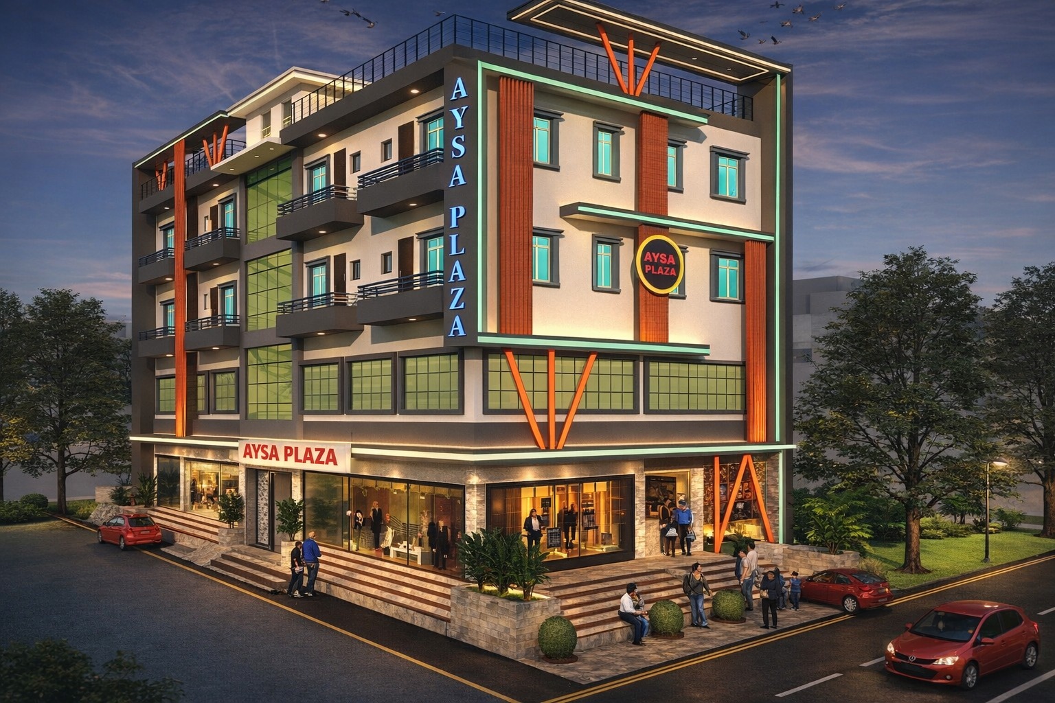 Architectural visual of Aysa Plaza, the business centre of Aysa Groups